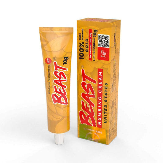 Beast Numbing Cream Gold for long-lasting pain relief during tattoos and cosmetic procedures