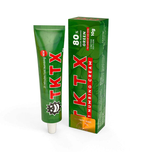 TKTX Numbing Cream Green 80% for fast, long-lasting pain relief during tattoos and cosmetic procedures, best tattoo numbing cream UK