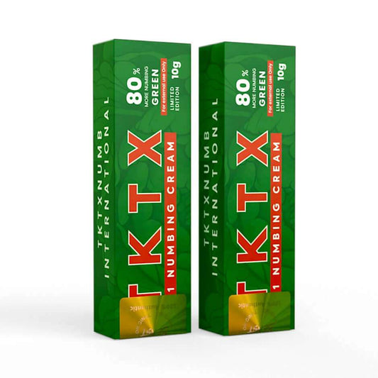 TKTX Numbing Cream Green 80% fast-acting pain relief for tattoos and cosmetic procedures, 2 packs