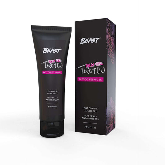 Beast Tattoo Aftercare Fast Dry Film Gel protecting fresh tattoo with breathable, lightweight, and fast-drying barrier
