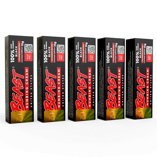Beast Numbing Cream Black packaging for long-lasting pain relief during cosmetic procedures