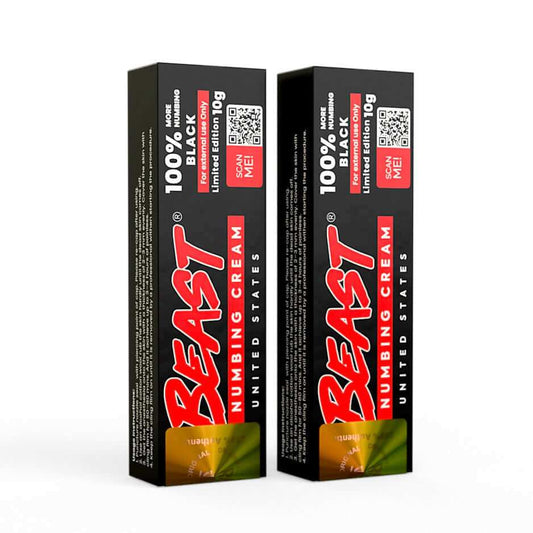 Beast Numbing Cream Black fast-acting, long-lasting pain relief cream for tattoos and cosmetic procedures, 2 pack